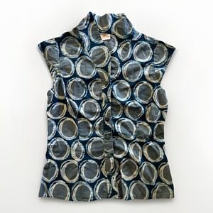 Global‎ Mamas African Handmade Women's Organic Cotton Button Down Shirt Blue M
